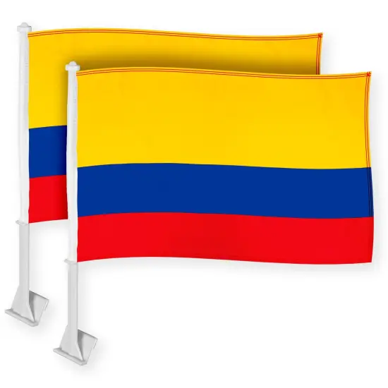 G128 2 Pack: Colombia Colombian Car Flag | 11x17 In | Double LiteWeave Pro Series Double Sided Printed 150D Polyester | Flagpole Included | Perfect for Festival Celebrations, Parades {1}
