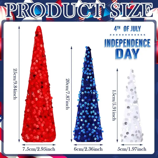 6 Pcs Cone Trees Red White Blue for 4th of July Decorations Tabletop Decorations {5}