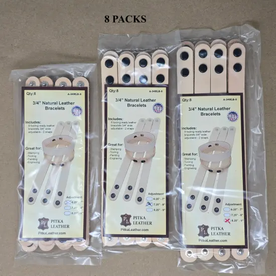 Vegetable-Tanned Leather Bracelet Blanks &ndash; Adjustable Sizes, 8 Pack {5}