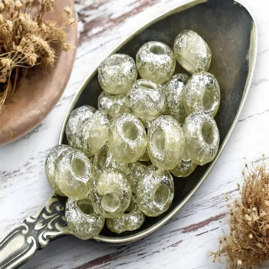 *25* 5x8mm Smoky Gray Mercury Faceted Large Hole Rondelle Roller Beads {4}