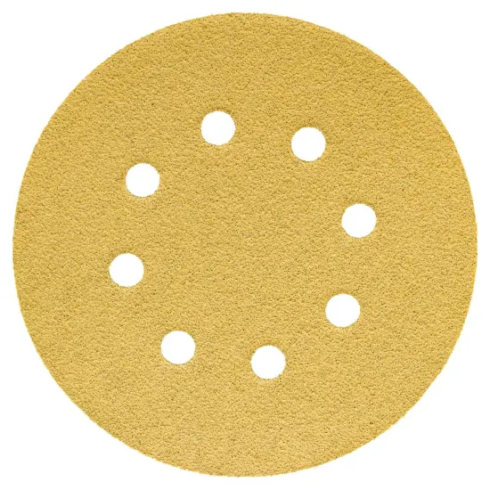 40 Grit - 5" Gold DA Sanding Discs - 8-Hole Pattern Hook and Loop - Box of 25 {2}