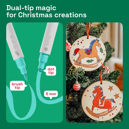 ARTISTRO 24 Acrylic Paint Markers for Fabric, Rocks, Paper, Wood, Canvas, Glass, DIY - Safe for Kids Dual Tip Acrylic Paint Pens (Dual Tip Dot + Brush, 24) {6}