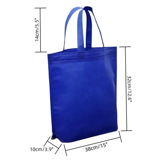 10PCS Reusable Tote Bags Travel To-Go Kicthen Dining Food Non-woven Fabric Shopping Grocery Bags with Handles (Blue) {5}