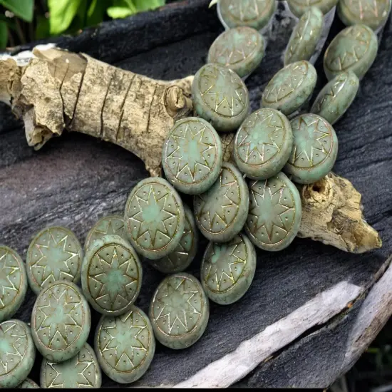 *12* 13mm Matte Opaque Jade Travertine AB Ishtar Coin Beads {3}
