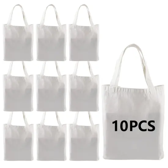 OKBA 10 pcs Sublimation Tote Bags,polyester tote bags for sublimation, DIY customization blank canvas tote bags 12.2 * 14.2 in (creamy white) {1}