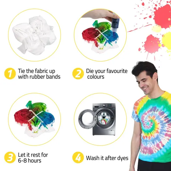 Tie Dye Kit, Tie Dye Set for Kids, 18 Vibrant Colors Pre-Filled Tye Dye Bottles, Non Toxic Permanent Fabric Dye Art Set, Easy DIY Fabric Art - Create Fun {5}