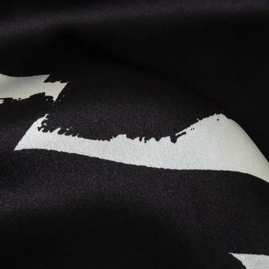 1 Yard Silk Charmeuse Brushstroke Print Italian Made White & Black Graphic 53 Inches Wide {2}