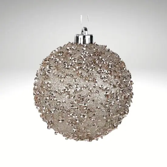 Taupe Glitter Christmas Ornament | 120MM Sequin Shatterproof Ball-XY8816CF {2}