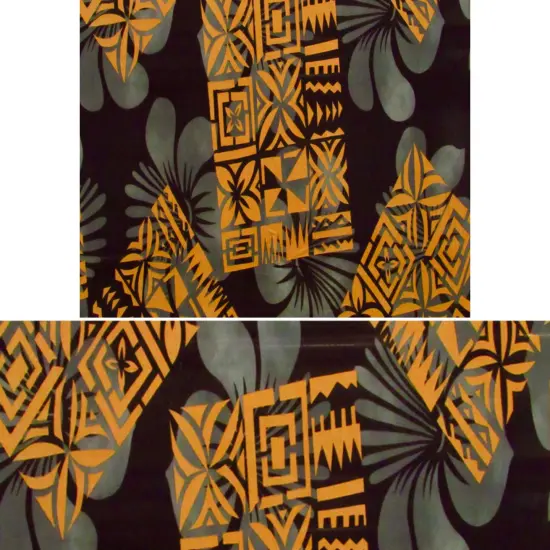 1 Yard Hibiscus Geometric Floral Design Rayon Fabric 45 Inches Width Gray {5}