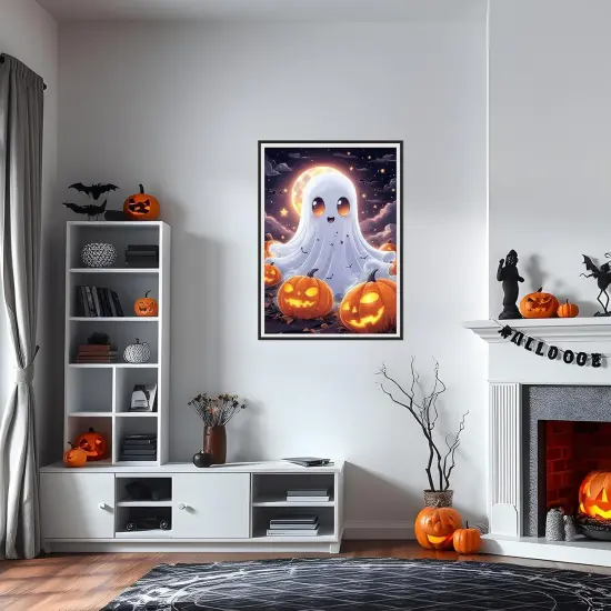 Ghost Diamond Art Kits for Adults, Halloween Pumpkin DIY 5D - 12x16inch {2}
