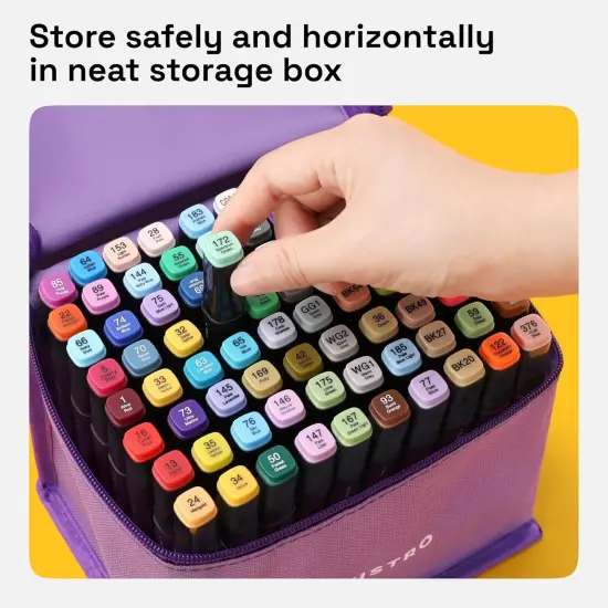 80 Dual-Tip Alcohol Markers - Alcohol-Based Pens Set, Chisel + Fine Tip, Quick Dry, Carrying Case Included {4}