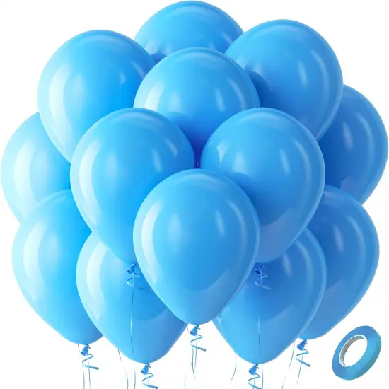 Blue Balloons Latex Party Balloons - 100 Pack 12 inch Round Helium Light Blue Balloons for Baby Shower Wedding Birthday Party Decorations {1}