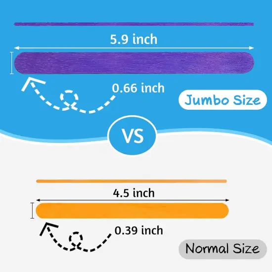 120 Pcs 6&rdquo; Colored Jumbo Wooden Craft Sticks, Rainbow Wooden Popsicle Sticks, Wide Lollipop Sticks, Treat Sticks Ice Pop Sticks fir Creative Designs or Kids Education, Home Art Projects {3}