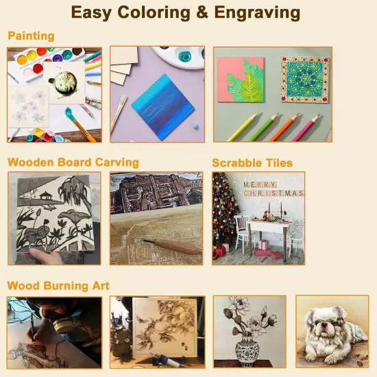 40 Pieces 8x8 Inch Wood Squares Unfinished Plywood Wood Sheets 1/8 inch {4}