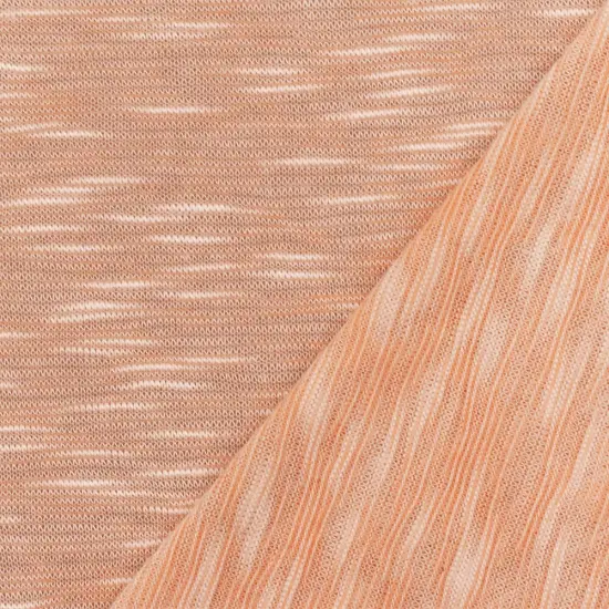 Orange-White Slub Stretch Spandex Rayon Jersey Knit Fabric By the Yard {3}