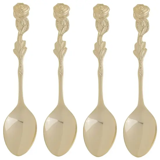 Fino 4.5-Inch Rose Design Gold Plated Demi Spoon {1}