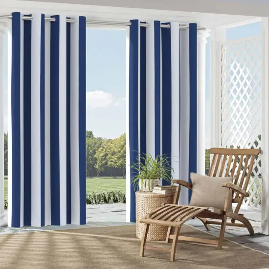 Nautical - Blue Stripe Upholstery Fabric 54 Inches" {2}