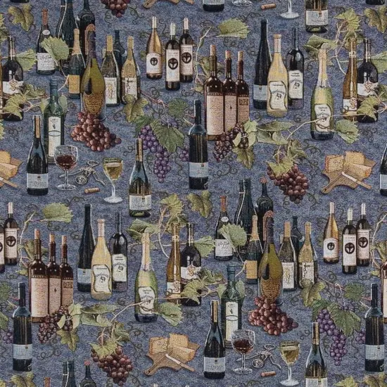 Vineyard - Blue Novelty Upholstery Fabric 54 Inches" {1}