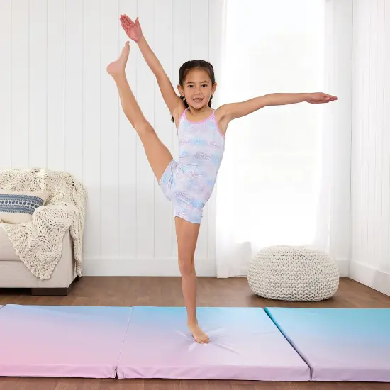 Best Choice Products 10ftx4ftx2in Folding Gymnastics Mat 4-Panel Exercise Workout Floor Mats w/ Handles Rainbow Ombre {2}