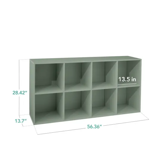 Best Choice Products 8-Cube Bookshelf, 13.5in Display Storage System, Organizer w/ Removable Back Panels Sage {2}