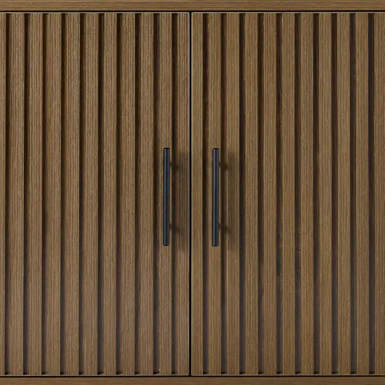 Best Choice Products 2-Door Slatted Storage Cabinet, Accent Furniture w/ Non-Scratch Foot Pads Dark Brown {4}