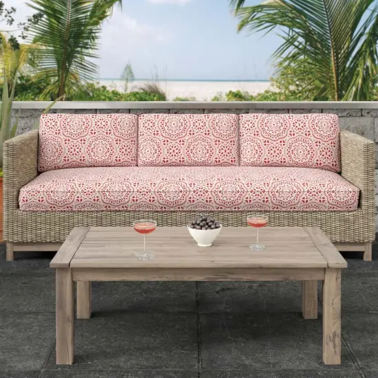 Coral - Coral & Peach Abstract & Geometric,Global Upholstery Fabric 54 Inches" {2}