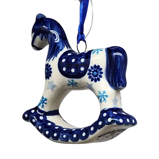 Rocking Horse Ornament - Blue Meadow Pattern {2}