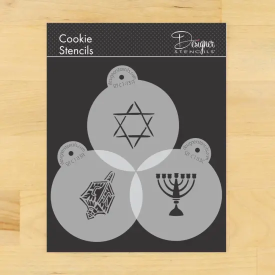 3.5-Inch Large Jewish Symbols Cookie & Cupcake Stencils: Dreidel, Star of David, Menorah | C183 by Designer Stencils | {1}