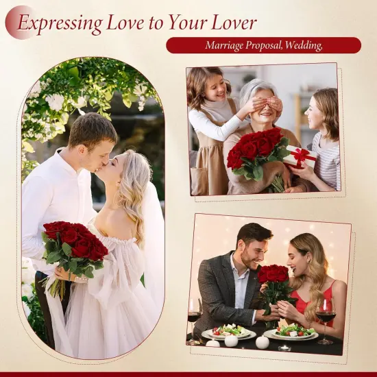 Realistic Silk Fake Roses Bouquet for Home Wedding Centerpieces Party Table {4}