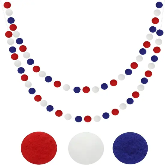 16.4 Ft Red White Blue Pom Pom Garland for 4th of July Decorations {1}