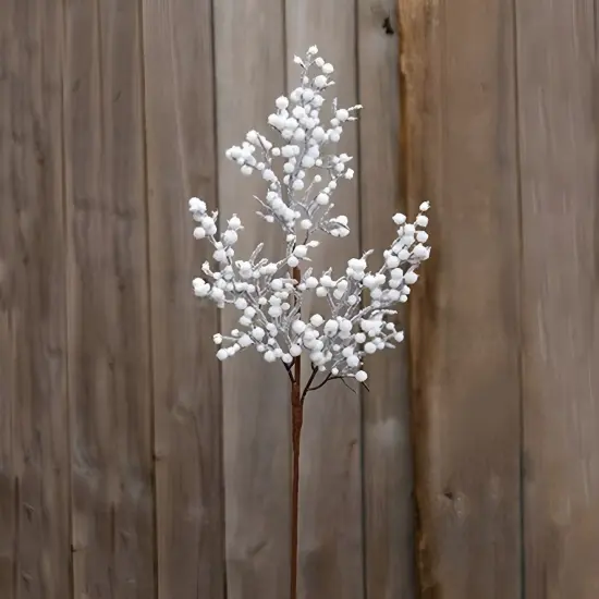 White Snowball Glittered Branch Pick for Holiday Decor 25.5 Inch {2}