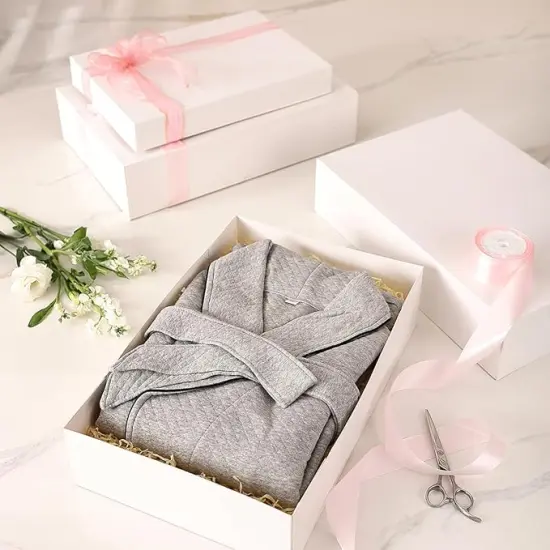 10 Sturdy White Gift Boxes for Presents - Premium Gift Boxes with Lids - 4-inch Deep Robe Boxes and Shirt Boxes {4}