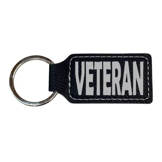 Keychain - Rectangle - Veteran - Leather Pink/Black {2}