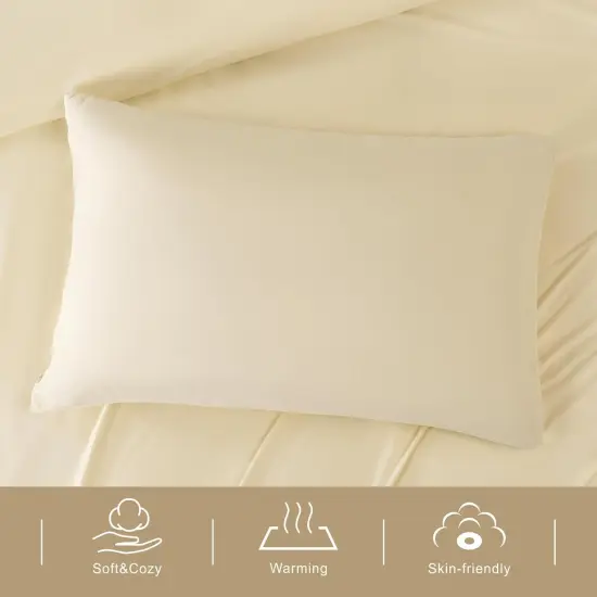 Double Brushed Pillow Cases with Zipper Standard Size, 2 Pack Super Soft Pillow Shams Covers, Luxury Cozy Zippered Pillowcases, 20 X 26 Inches, Cream {4}