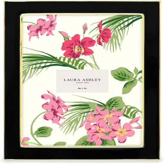 5x7 Black Enamel Picture Frame, Gold Metal Edge with Easel {2}