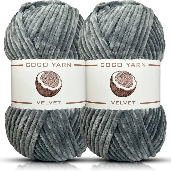 2 Pack Velvet Yarn for Crocheting (Grey) {1}