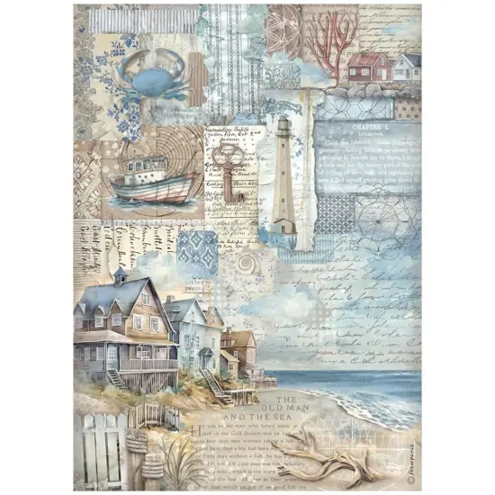 Stamperia Rice Paper Sheet A4 6/Pkg-Silent Sea {5}
