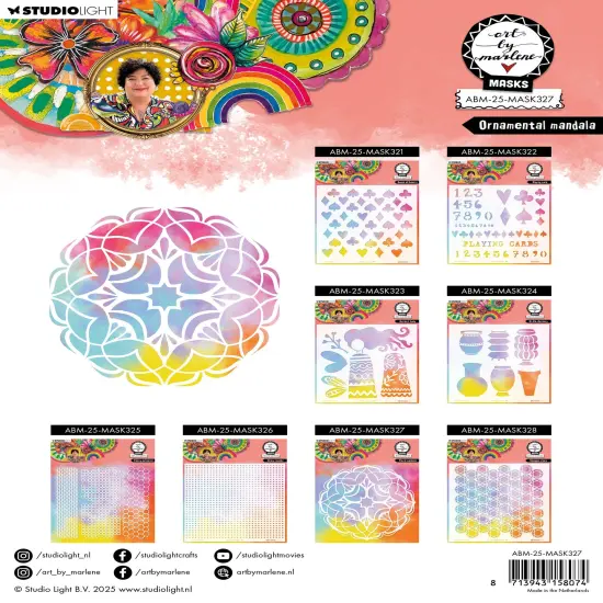 Art By Marlene Floral Frame 8"X8" Stencil-Nr.327 Ornamental Mandala {3}