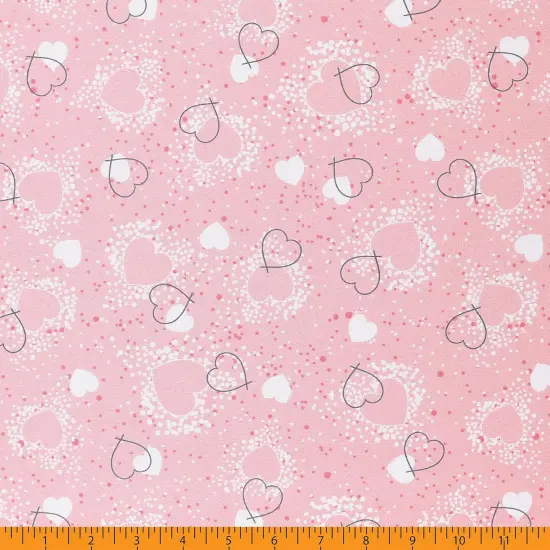 Mook Fabrics Hearts Adored Cotton Fabric [45 in. Wide] - By The Yard Pink {3}