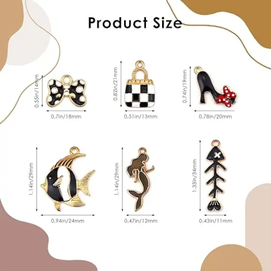 Assorted Gold Plated Enamel Charm Pendant DIY-Black 50PCS {2}