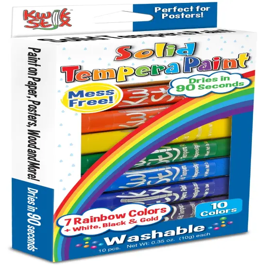 Kwik Stix Solid Tempera Paint Sticks 10/Pkg-Rainbow {1}