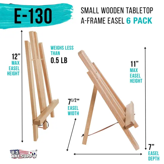 11" Small Tabletop Display Easel - Beechwood Artist A-Frame Display Stand, Wooden Easel for Painting, Canvas Stand, (Pack of 6) Classrooms Events Photo Picture Sign Holder {2}