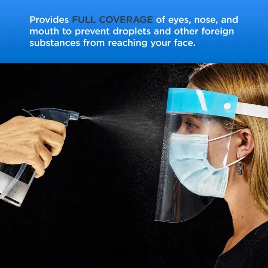 Face Shields (Pack of 4) - Ultra Clear Protective Full Face Shields to Protect Eyes, Nose and Mouth - Anti-Fog PET Plastic, Elastic Headband {6}