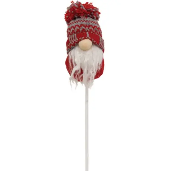 Nordic Christmas Gnome Pick with Knit Hat and Wooden Stick 16.5 Inch Decor {1}