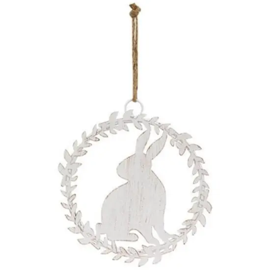 Shabby Chic Metal Hanging Bunny in Wreath {1}