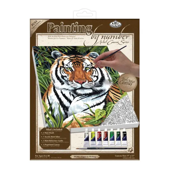 PCS4 | Painting by numbers&trade; 10pc 9" x 12" Tiger in Hiding Canvas Painting Project {1}