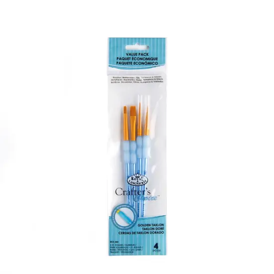RCC 204 | Crafter's Choice&trade; 4pc Golden Taklon Variety Brush Set {1}