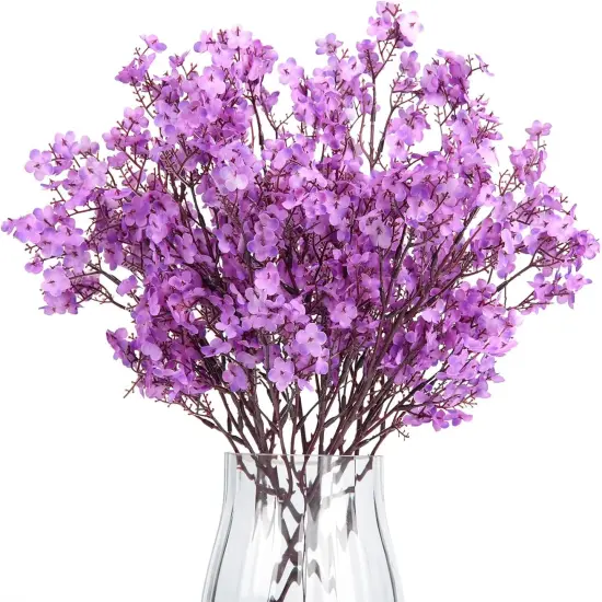 Babys Breath Artificial Flowers, 8 Bundles Real Touch Purple Fake Flowers Spring Plants Decor Silk Flower Bulk for Vase Home Wedding Indoor Outdoor Table Party Decorations {1}