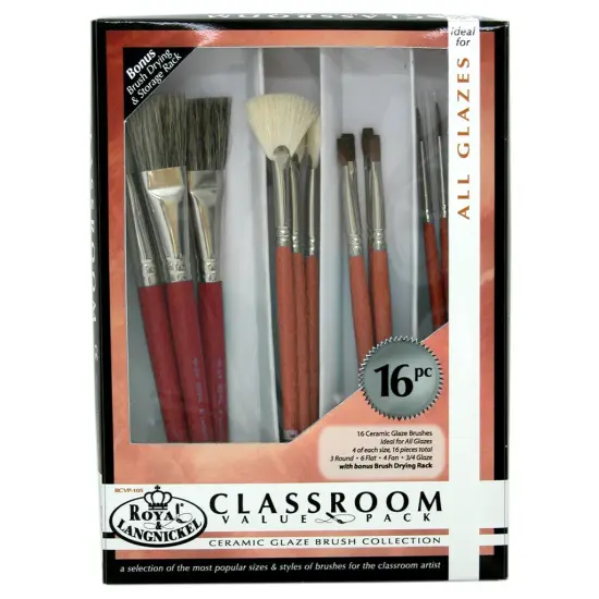 RCVP-105 | Classroom 16pc Ceramic Glaze Variety Brush Set {1}