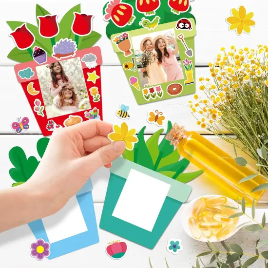 96Pcs DIY Mother's Day Craft Kits for Kids, Make Your Own Spring Picture Frames with Stickers Flowers Paper, Spring Seasonal Gifts Craft Decor, Classroom Activities Supplies {2}